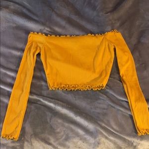 Yellow off-shoulder crop top